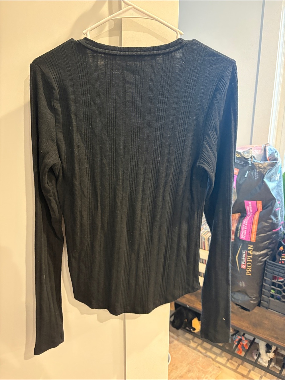 AE Long Sleeve Henley T-Shirt in Black - Picture 5 of 5